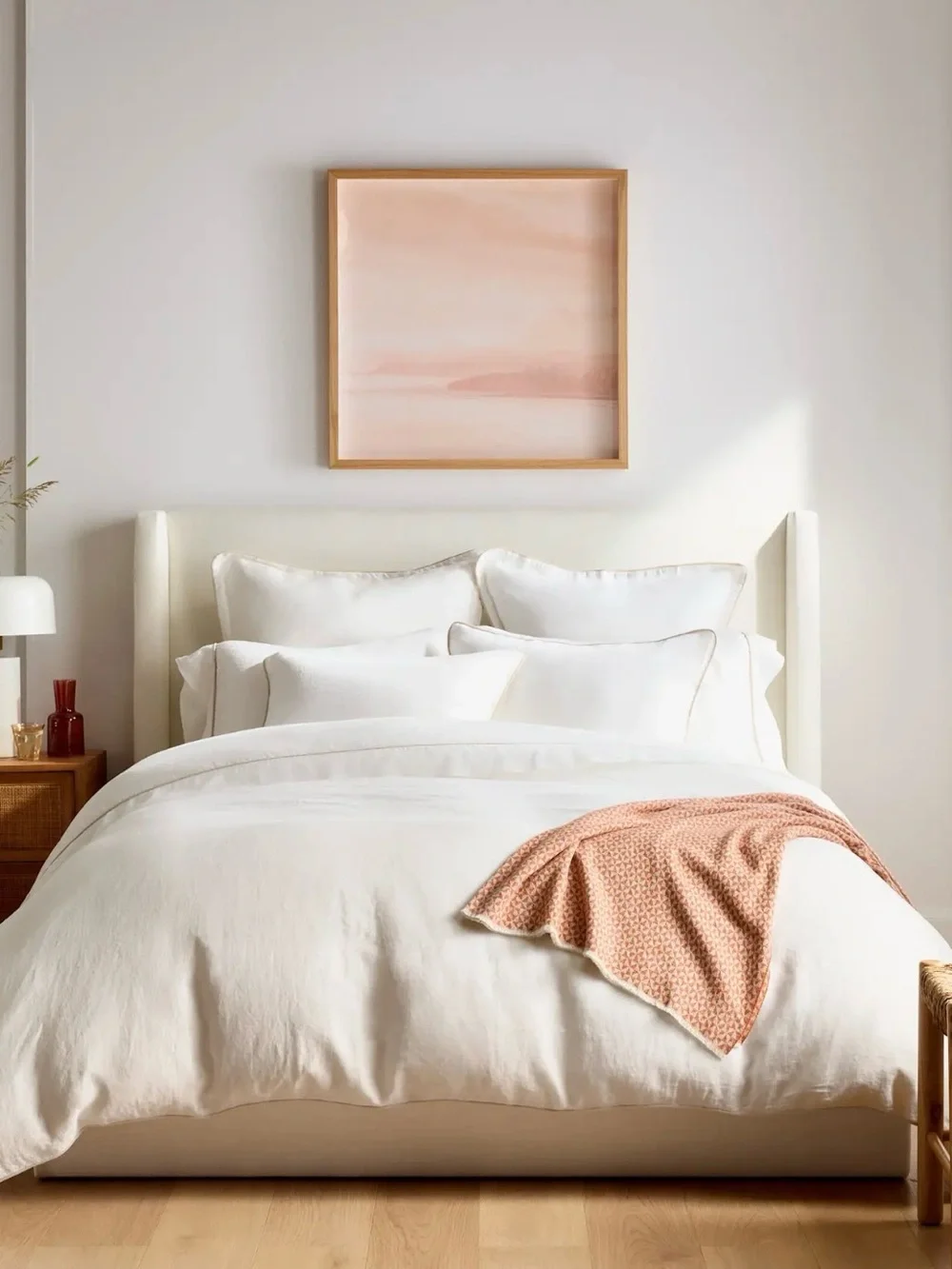 Linen White & Toffee Piped King Sham Set - Retail $50